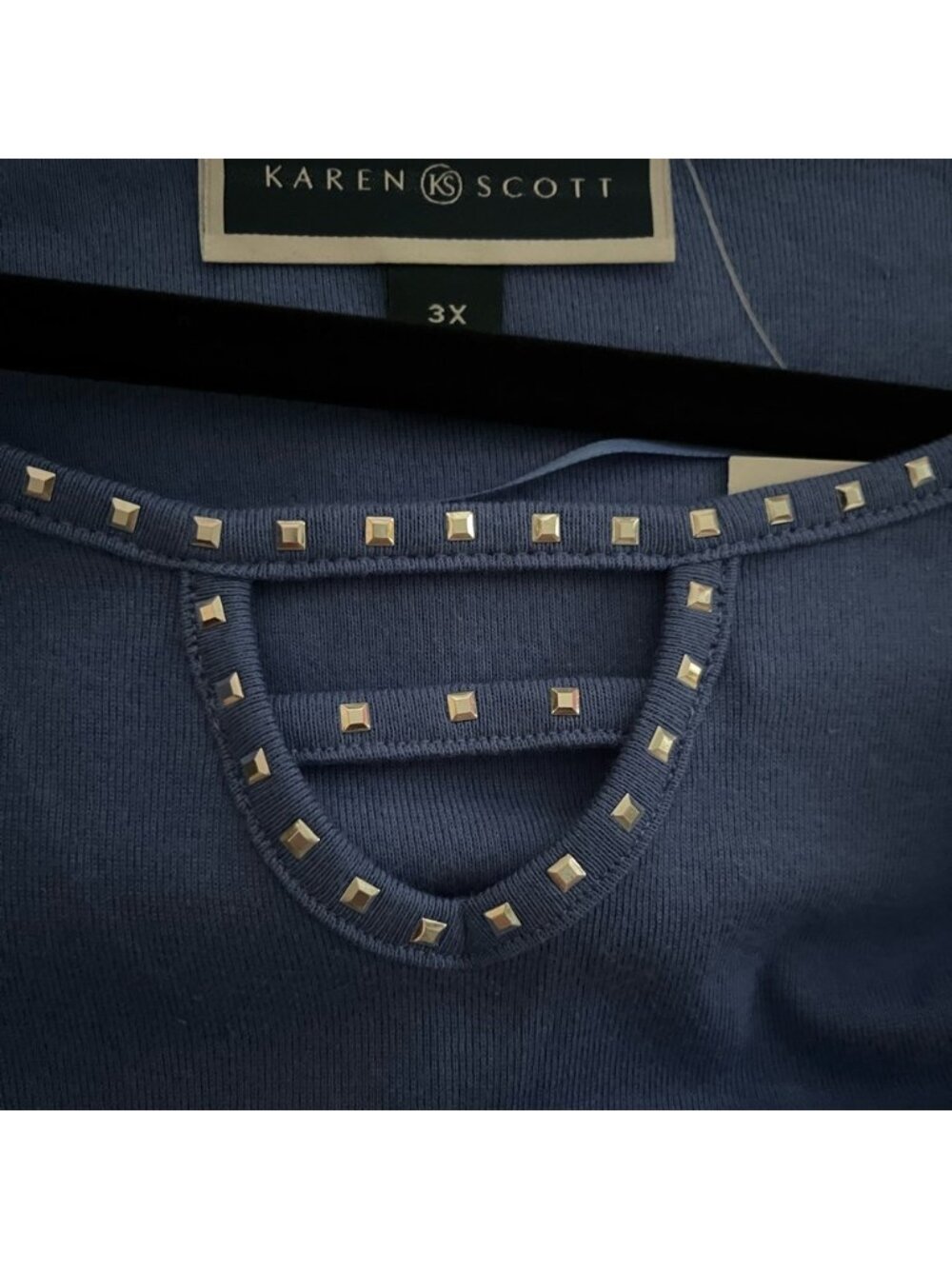 Karen Scott Embellished Neck Knit Top - Picture 4 of 7